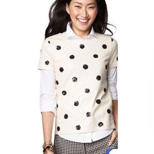 J CREW SEQUINS POLKA DOT SHORT SLEEVES TOP